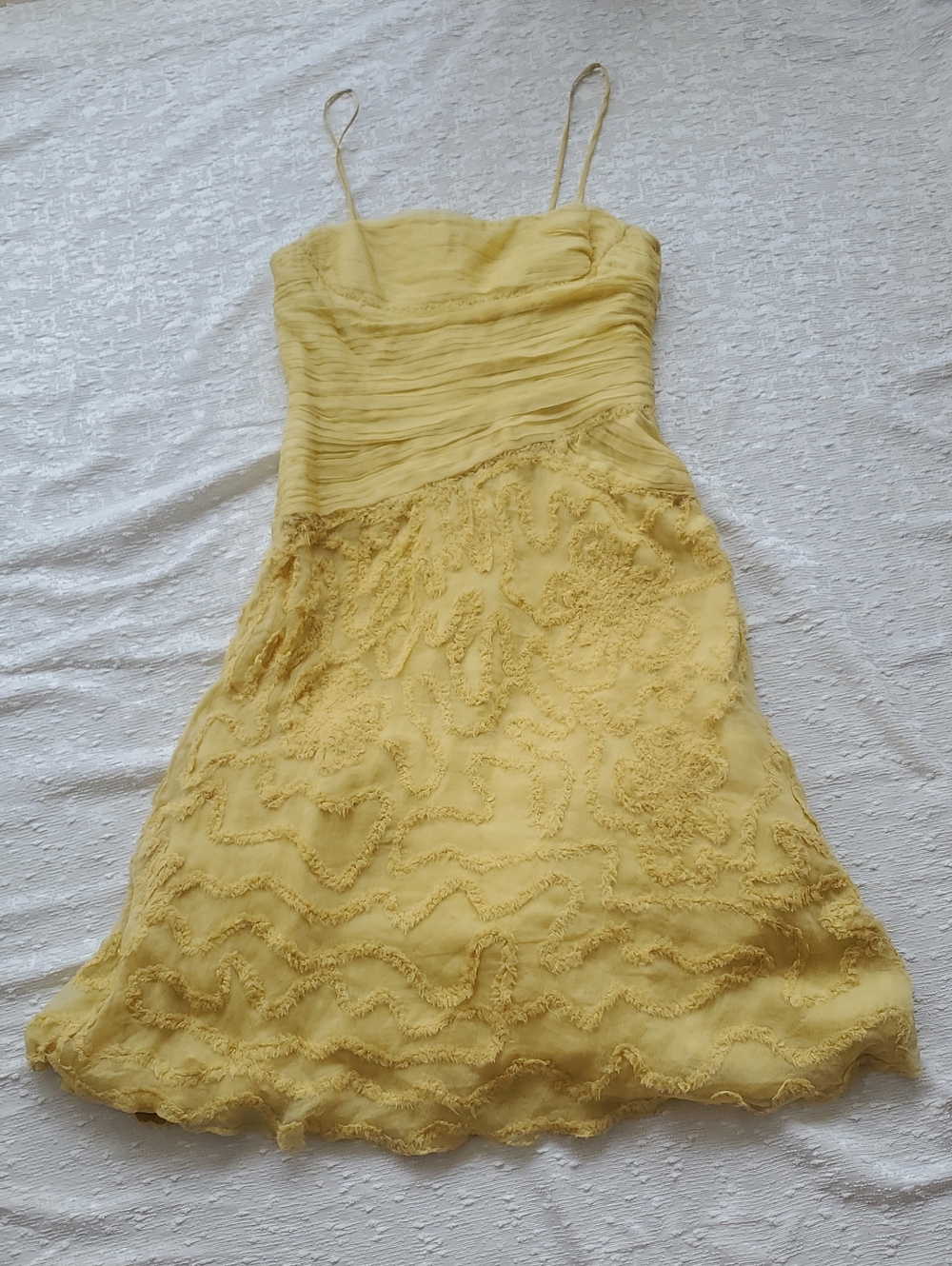 BCBGMaxAzria Yellow Strapless Spaghetti-Strap A-Line Dress